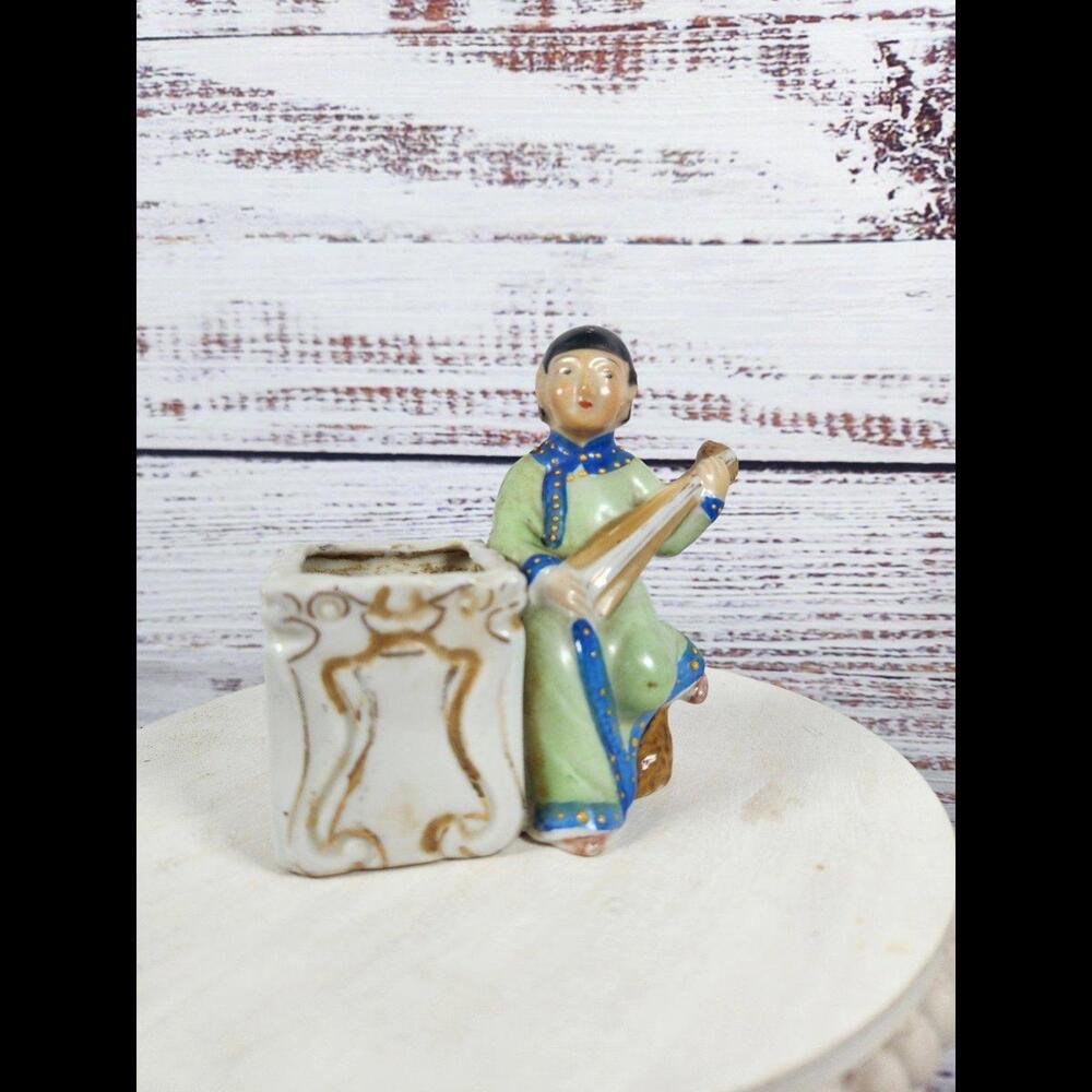 Occupied Japan Vintage Small Planter with figurine